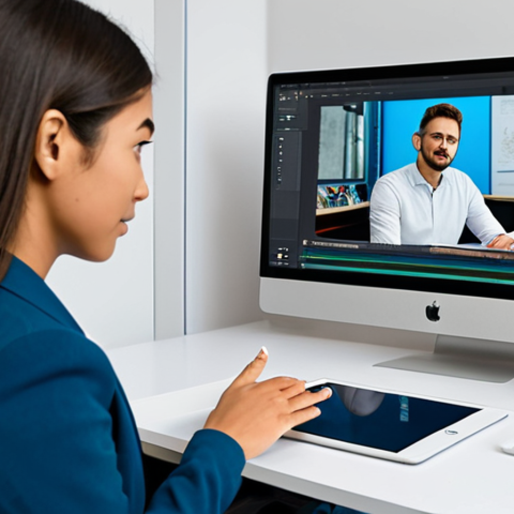 A professional digital artist, a young adult, in a modern, well-lit art studio. They are wearing modest professional attire, fully clothed, and seated at a desk with a large digital tablet screen displaying an illustration. The artist is attentively listening to a colleague or mentor (also fully clothed, in professional dress) who is gesturing towards the screen and providing constructive feedback. The artist has an open, receptive expression, ready to internalize the insights. The scene emphasizes collaboration and learning. safe for work, appropriate content, perfect anatomy, correct proportions, natural pose, well-formed hands, proper finger count, natural body proportions, professional photography, high quality.