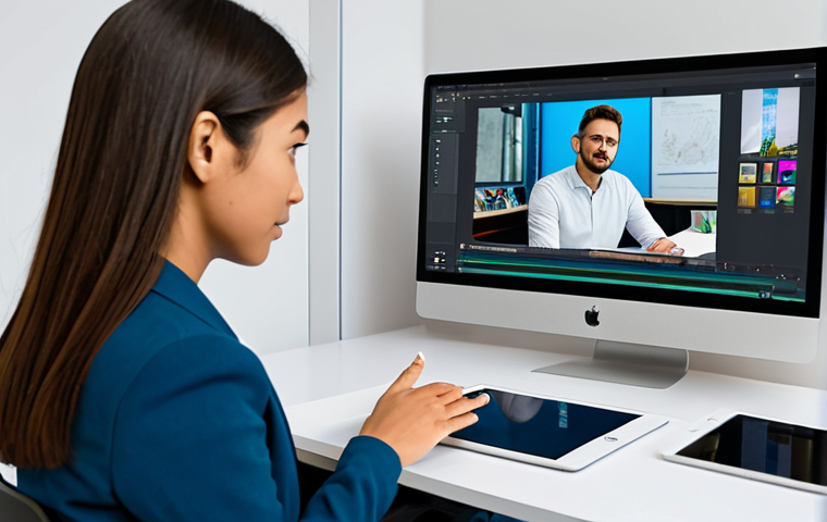 A professional digital artist, a young adult, in a modern, well-lit art studio. They are wearing modest professional attire, fully clothed, and seated at a desk with a large digital tablet screen displaying an illustration. The artist is attentively listening to a colleague or mentor (also fully clothed, in professional dress) who is gesturing towards the screen and providing constructive feedback. The artist has an open, receptive expression, ready to internalize the insights. The scene emphasizes collaboration and learning. safe for work, appropriate content, perfect anatomy, correct proportions, natural pose, well-formed hands, proper finger count, natural body proportions, professional photography, high quality.